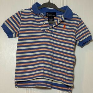 Boys Polo Ralph Lauren Polo Shirt Size 12M Blue Orange Striped
